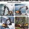 image:imageRemote Control Excavator and Dump Truck Toy Set for Kids 24GHz RC Construction Vehicles with Light Sound Effects Metal Bucket Claw and Drill Attachments Engineering Truck Toys for Boys and GirlsRC Excavator