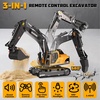 image:imageRemote Control Excavator and Dump Truck Toy Set for Kids 24GHz RC Construction Vehicles with Light Sound Effects Metal Bucket Claw and Drill Attachments Engineering Truck Toys for Boys and GirlsRC Excavator and Truck