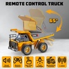 image:imageRemote Control Excavator and Dump Truck Toy Set for Kids 24GHz RC Construction Vehicles with Light Sound Effects Metal Bucket Claw and Drill Attachments Engineering Truck Toys for Boys and GirlsRC Excavator and Truck