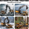 image:imageRemote Control Excavator and Dump Truck Toy Set for Kids 24GHz RC Construction Vehicles with Light Sound Effects Metal Bucket Claw and Drill Attachments Engineering Truck Toys for Boys and GirlsRC Excavator and Truck