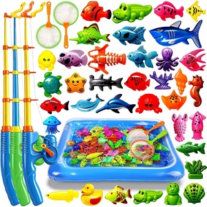 image:imageCozyBomB Magnetic Fishing Toys Game Set for Kids  Water Table Bathtub Kiddie Pool Party Pole Rod Net Outdoor Plastic Floating Fish Toddler Bath Color Ocean Sea Animals Birthday Gift Age 35 6 4835 Fishes