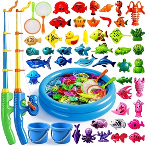 image:imageCozyBomB Magnetic Fishing Toys Game Set for Kids  Water Table Bathtub Kiddie Pool Party Pole Rod Net Outdoor Plastic Floating Fish Toddler Bath Color Ocean Sea Animals Birthday Gift Age 35 6 4851 Fishes