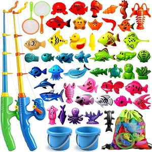 image:imageCozyBomB Magnetic Fishing Toys Game Set for Kids  Water Table Bathtub Kiddie Pool Party Pole Rod Net Outdoor Plastic Floating Fish Toddler Bath Color Ocean Sea Animals Birthday Gift Age 35 6 4850 Fishes