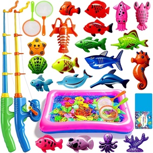 image:imageCozyBomB Magnetic Fishing Toys Game Set for Kids  Water Table Bathtub Kiddie Pool Party Pole Rod Net Outdoor Plastic Floating Fish Toddler Bath Color Ocean Sea Animals Birthday Gift Age 35 6 4820 Fishes
