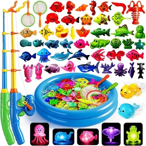 image:imageCozyBomB Magnetic Fishing Toys Game Set for Kids  Water Table Bathtub Kiddie Pool Party Pole Rod Net Outdoor Plastic Floating Fish Toddler Bath Color Ocean Sea Animals Birthday Gift Age 35 6 4852 Fishes