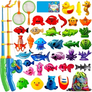 image:imageCozyBomB Magnetic Fishing Toys Game Set for Kids  Water Table Bathtub Kiddie Pool Party Pole Rod Net Outdoor Plastic Floating Fish Toddler Bath Color Ocean Sea Animals Birthday Gift Age 35 6 4834 Fishes