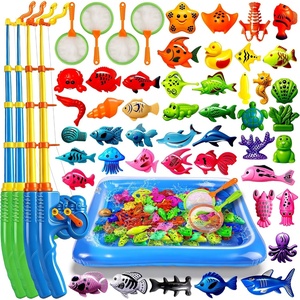 image:imageCozyBomB Magnetic Fishing Toys Game Set for Kids  Water Table Bathtub Kiddie Pool Party Pole Rod Net Outdoor Plastic Floating Fish Toddler Bath Color Ocean Sea Animals Birthday Gift Age 35 6 4842 Fishes