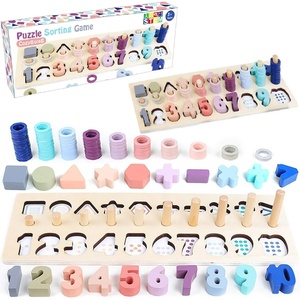 image:imageEducational Montessori Toys Wooden Puzzles Blocks Number StackingPastel